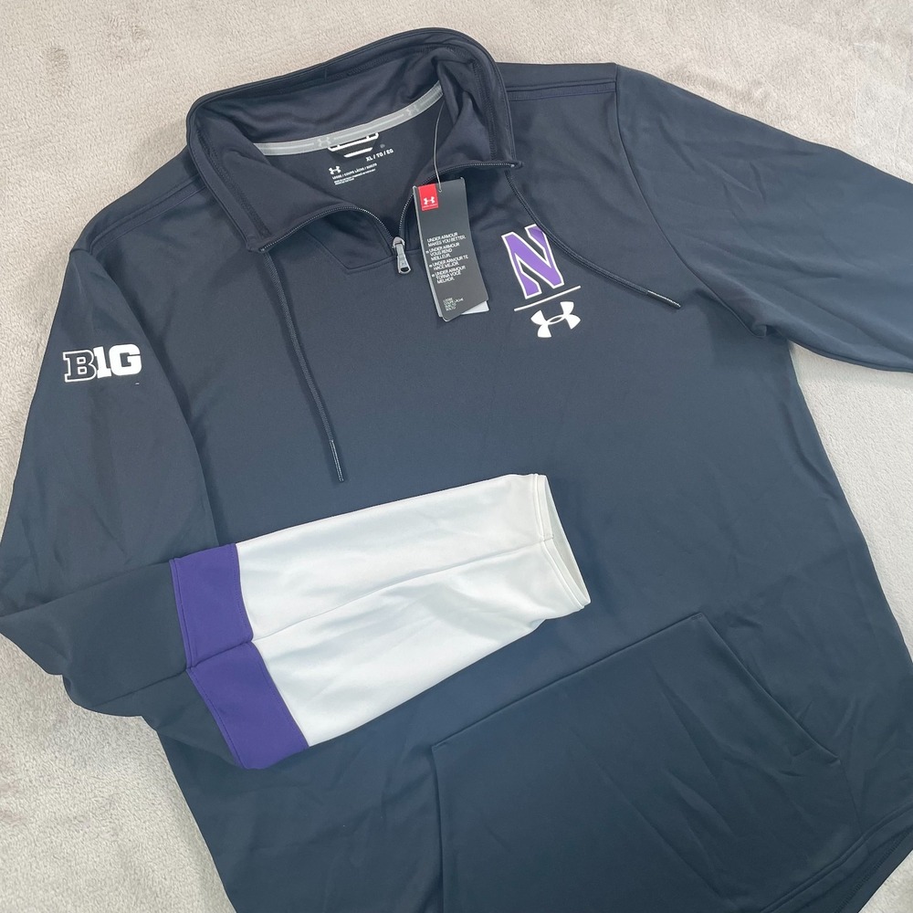 Under‎ Armour Northwestern University Wildcats 1/4 Zip Pullover Men XL Black NWT